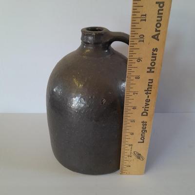 Stoneware Crock Jug Antique Brown Gunmetal Pottery Jug