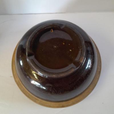 Vintage canning crock and primitive stoneware bowl