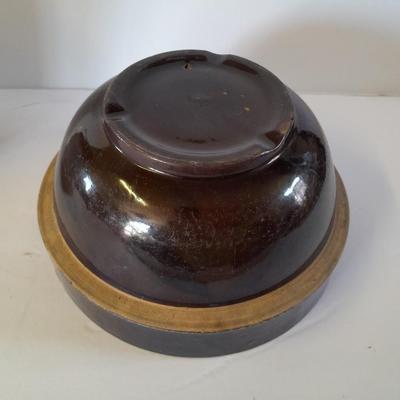 Vintage canning crock and primitive stoneware bowl