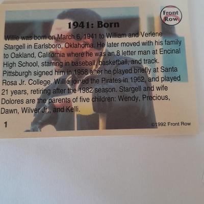 Football trading cards, Willie Stargell, with Certificate of Authenticity