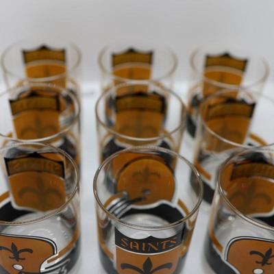 Set of Nine Vintage New Orleans Saints Glasses (9)