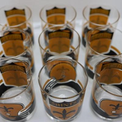 Set of Nine Vintage New Orleans Saints Glasses (9)