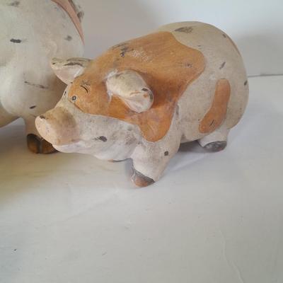 Brown and White Pig figures - Collectible pigs