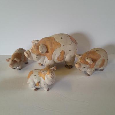 Brown and White Pig figures - Collectible pigs