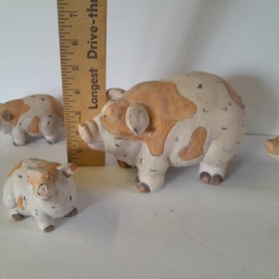 Brown and White Pig figures - Collectible pigs