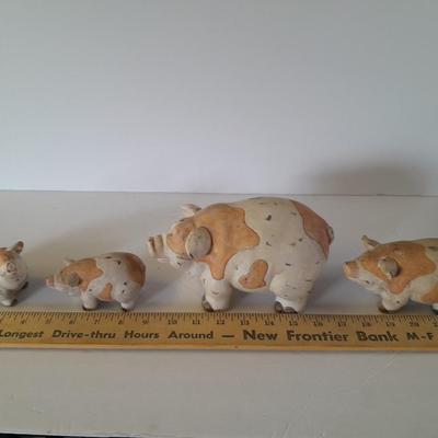 Brown and White Pig figures - Collectible pigs