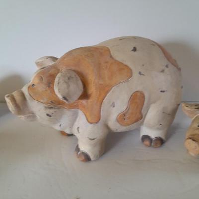 Brown and White Pig figures - Collectible pigs