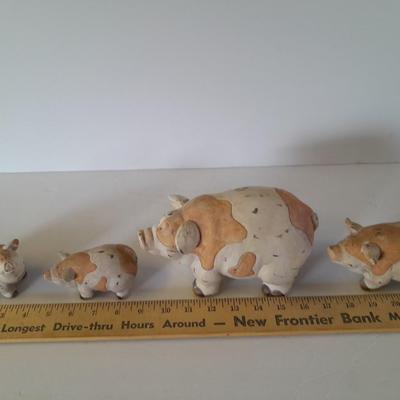 Brown and White Pig figures - Collectible pigs