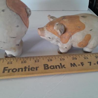 Brown and White Pig figures - Collectible pigs