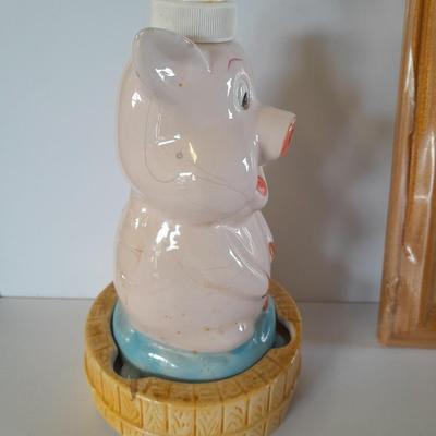 Don't HOG the Bathroom framed picture with Pig soap dispenser and other bath pig figures