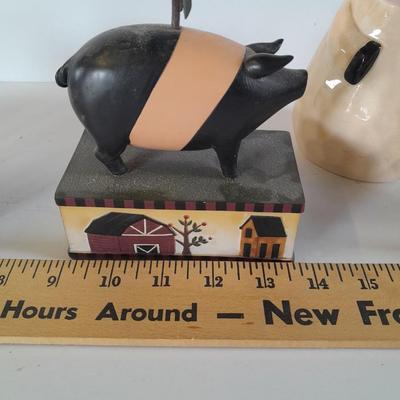Farm Pig figures and vintage salt & pepper jars