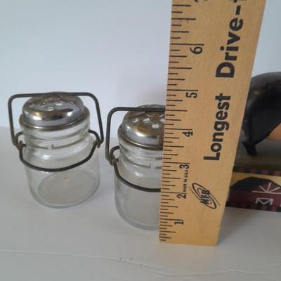 Farm Pig figures and vintage salt & pepper jars