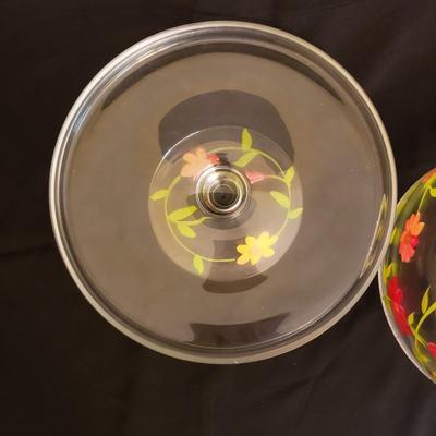 Hand Painted Cake Stand and Clear Plate (K-KD)