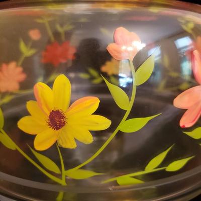 Hand Painted Cake Stand and Clear Plate (K-KD)