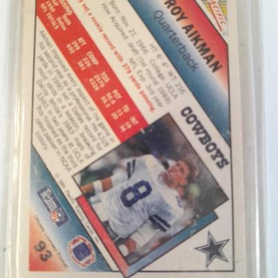 Two Troy Aikman Quarterback trading cards