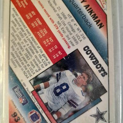 Two Troy Aikman Quarterback trading cards