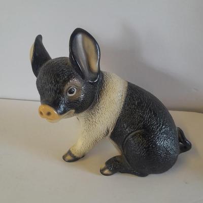 Black and white pig figures, Global art Harvey Knox Kingdom with miniature pitcher and bowl