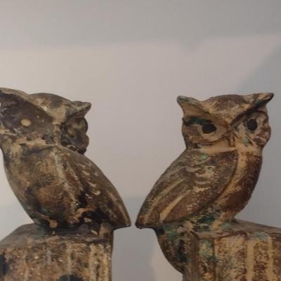 Vintage Stone Carved Owl Bookends Japan