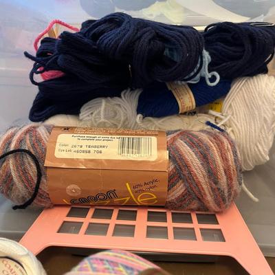 Yarn, needles, & embroidery floss.