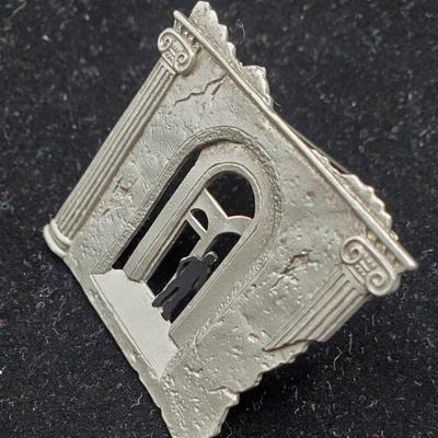 Vtg Brutalist Brooch-Mysterious Man in Door