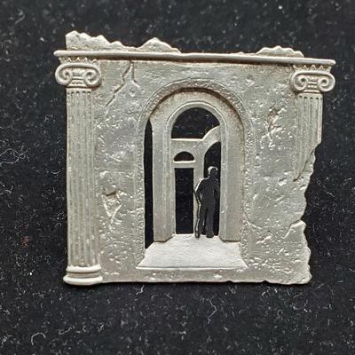 Vtg Brutalist Brooch-Mysterious Man in Door