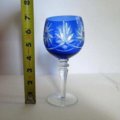 Blue Cut to Clear Tall Goblet and Cambridge Diane Plate