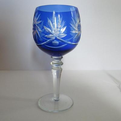 Blue Cut to Clear Tall Goblet and Cambridge Diane Plate