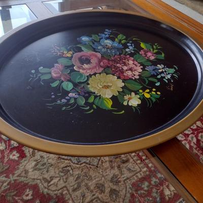 Large Vintage Nashco of NY Metal Hand Painted Serving Tray