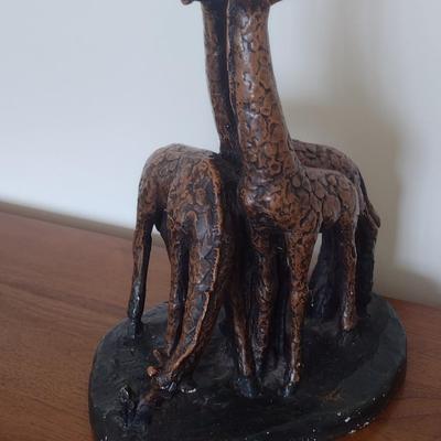 Vintage 1979 Austin Productions Bronze Statue of Giraffe Tower
