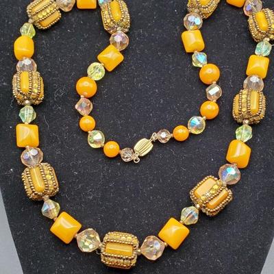 Bakelite Crystal and Bead Necklace