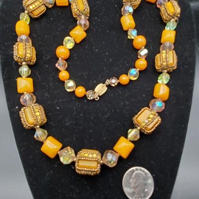 Bakelite Crystal and Bead Necklace