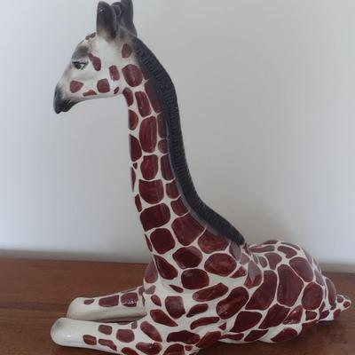 Vintage Ceramic Hand Painted Giraffe Statue