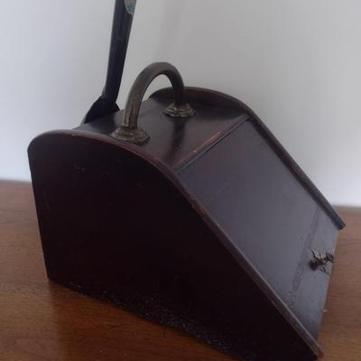 Antique Wood Coal Bin with Metal Shovel