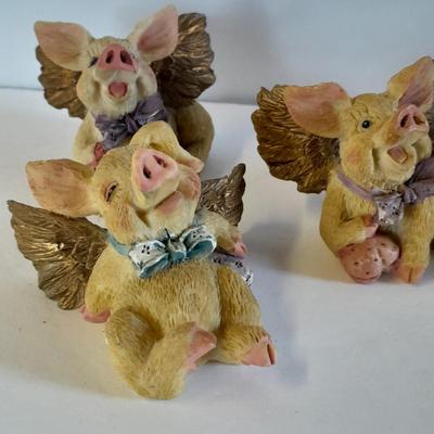 Set of Six Pig angel figures