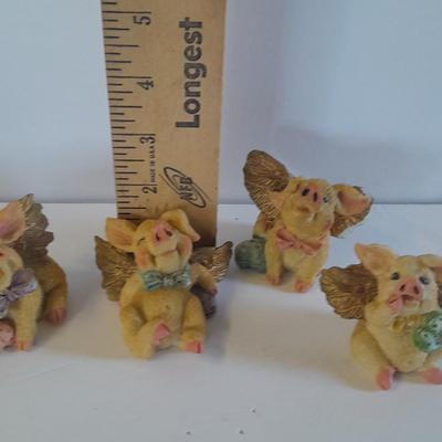 Set of Six Pig angel figures