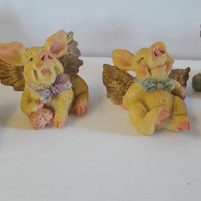 Set of Six Pig angel figures