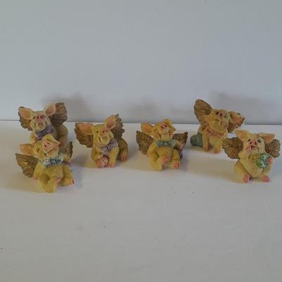 Set of Six Pig angel figures
