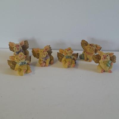 Set of Six Pig angel figures
