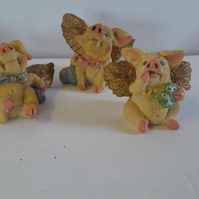 Set of Six Pig angel figures