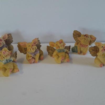 Set of Six Pig angel figures