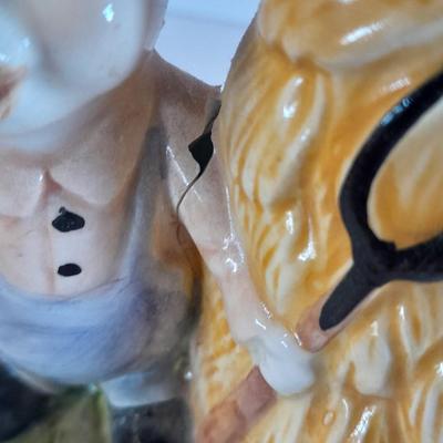 Big bad wolf ceramic musical figure and Musical farmer pig Musical figure Music boxes