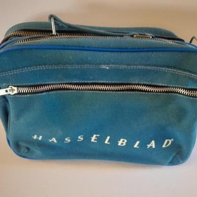 Vintage Hasselblad Retro blue shoulder bag. Rugged, durable canvas travel bag Made in Sweden