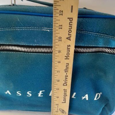 Vintage Hasselblad Retro blue shoulder bag. Rugged, durable canvas travel bag Made in Sweden