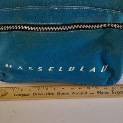 Vintage Hasselblad Retro blue shoulder bag. Rugged, durable canvas travel bag Made in Sweden