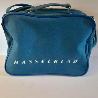 Vintage Hasselblad Retro blue shoulder bag. Rugged, durable canvas travel bag Made in Sweden
