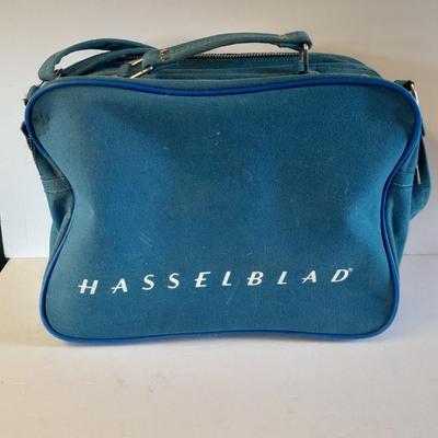 Vintage Hasselblad Retro blue shoulder bag. Rugged, durable canvas travel bag Made in Sweden