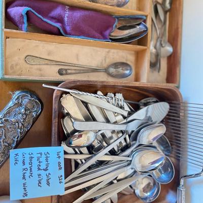 S Sterling, silver plated, silver utensils, knives
