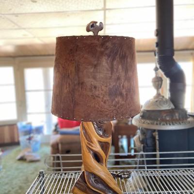 burl wood-lamp with veneer shade