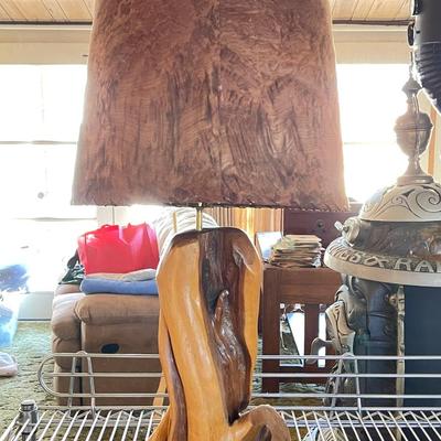 burl wood-lamp with veneer shade