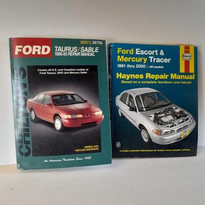 Two Ford Auto mechanic books, Chilton's Taurus / Sable and Haynes Ford Escort & Mercury Tracer